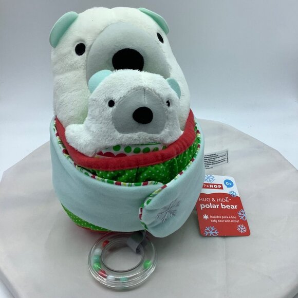 Skip Hop Hug & Hide Polar Bear Peek-A-Boo Baby Soft Plush Rattle Stuffed Animal - Picture 12 of 13